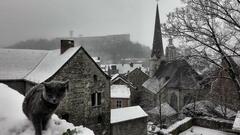 Le vieux Huy sous la neige.