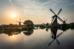 Coucher de soleil à Kinderdijk