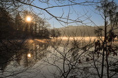 Soleil matinal sur le barrage